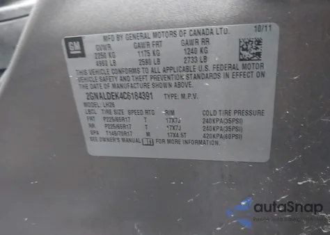 2012 Chevrolet Equinox 1Lt z USA, uszkodzony, nr VIN 2GNALDEK4C6184391